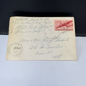 WWII 1944 Christmas Card & Letter w/ Envelope 6¢ Airmail Censor Mark